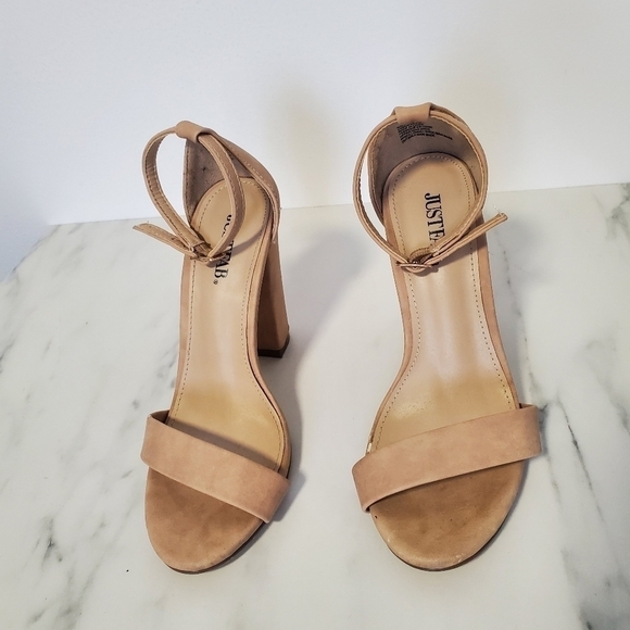 Justfab Makemba Faux Suede Heeled Sandals ankle strap - Picture 2 of 8